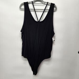 NWT Torrid Super Soft Knits Black One Piece Plus Strappy Bodysuit Women's 4